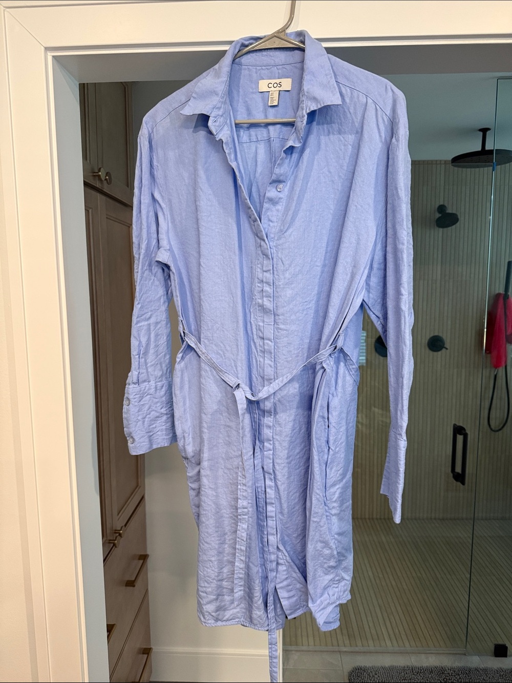 COS Light Blue Linen Button-Up Shirt